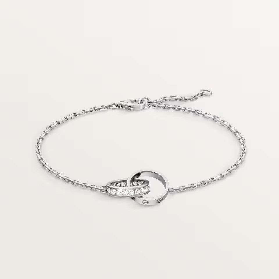 [Resenly Jewelry]LOVE DOUBLE RING HALF DIAMOND BRACELET