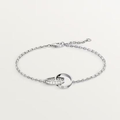 [Resenly Jewelry]LOVE DOUBLE RING HALF DIAMOND BRACELET
