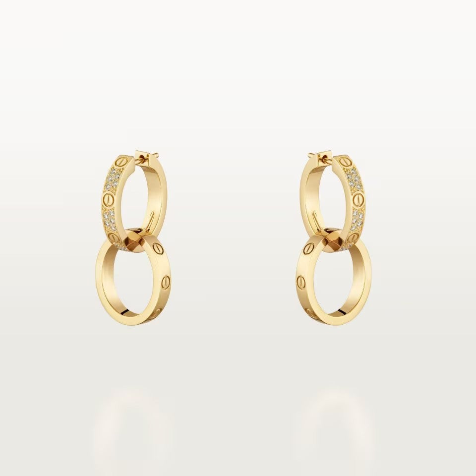 [Resenly Jewelry]LOVE 3.3MM DANGLE HALF DIAMOND EARRINGS