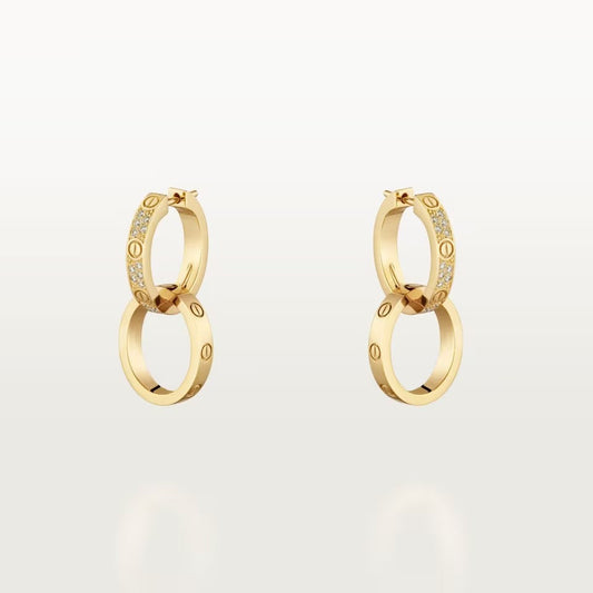 [Resenly Jewelry]LOVE 3.3MM DANGLE HALF DIAMOND EARRINGS