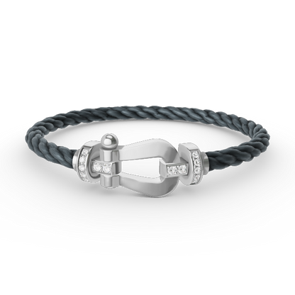 [Resenly Jewelry]FORCE LARGE HORSESHOE HALF DIAMOND BRACELET SILVER