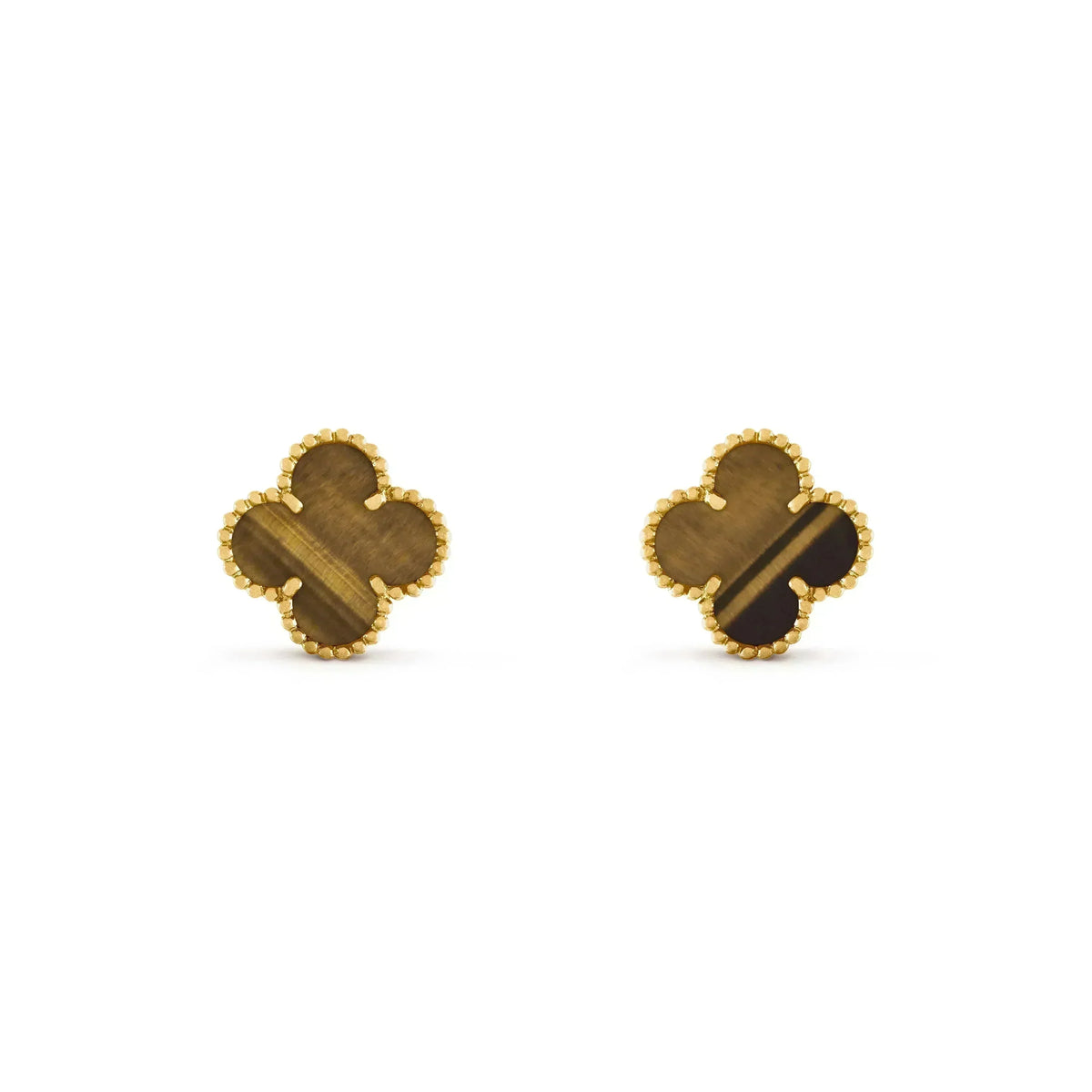 [Resenly Jewelry]CLOVER MEDIUM 1 MOTIFS TIGER EYE EARRINGS